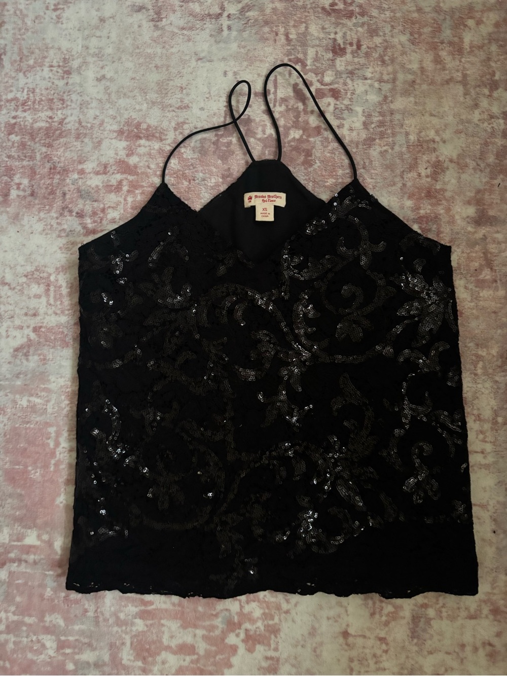 Brooks Brothers Black Sequin Lace Camisole